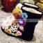 Aidocrystal Warm Ladies Black Boots Fashion DIY Knitting Flower Shoes 2016 Winter Woman Boots