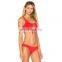 Factory direct wholesale swimwear front fashion stylish woman bikini plain red 2 pieces set