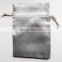 Luxury wholesale silver gray satin drawstring wedding favor bag