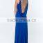 Sexy Empire Sheer Beaded Back Side Slit Royal Blue Evening Dress Online Shipping Blow Back Gown