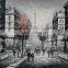 wall art paris street black and white oil painting on canvas ZQ-30