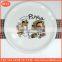 ceramic big size porcelain round pizza plate with cooking decal printing for hotel restaurant and home dinner plate with edge