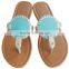 New Design Wholesale Leather Monogrammed Sandal Summer Flats T-Strap Sandal Personalized Sandal