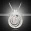 Trendy Hollow Out Long Chain Necklace Wind Pattern Round Gold Plated Rhinestone Pendant Necklace for Women Jewelry Gifts