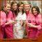 3001 Short Knee Length Cotton Bath Robes,Woman SPA Solid Waffle Cotton Robes