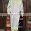 White coverall with reflective tapes 200D oxford/PVC coating