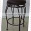 metal bar table and stools with wood table top leather stool cushion