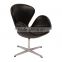 Aluminum Swivel base hotel lounge leather swan chair