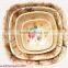 Wald Imports apple and flower woven bamboo serving salad bowl and plate