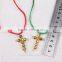 New arrival imitati jewelry cross bling handmade necklace cute girl religious necklaceRed and green bell necklace fo cotton rope