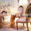 Luxury French Neoclassical Roze Wooden Carving Round Dining Table For 4 People/ European Palace Elegant Dining Room Furniture