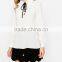 China Factory OEM ODM 2015 New Fashion Customized Point Collar Keyhole Blouse With Contrast Tie