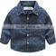 2017 Wholesale casual long sleeve boys denim shirt with printed letter
