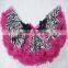 wholesale girls zebra pettiskirt with hot pink chiffon and bowknot,girls fashion tutu skirt