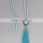 Fashion Turkey Seed Bead Chain Jewely Long Fabric Tassel Necklace