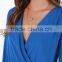 Shandao Autumn New Arrival Long Sleeve Wrap Cotton Plain Blue Adult Women Rompers