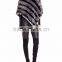 YR957 Latest 2017 Collarless Hand Knitted rabbit fur poncho with fox fur insets Asymmetrical hem Fox Fur Poncho