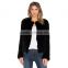 SJ421-01 New Fashion Design New Arrival Black Rex Rabbit Fur Overcoat Women Coats