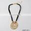 Fashion New Design Suede Layered Circle Pendant Wron Siver and Gold Necklaces