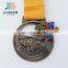 Gold plated soft enamel 3D custom sport medal ribbon
