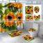 i@home bathroom yellow sunflower floral printed shower curtain painting sets with non-slip rugs