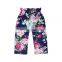 Girl Kids Navy Floral Print High Elastic Waist Pant With Bow Casual Trouser