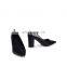 Women fancy design black crocodile design ladies heel pointed toe attractive color pumps shoes