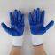 13 gauge white polyester knitted blue nitrile palm coated safety work gloves