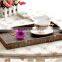 PU leather hotel tea cup tray, Faux leather serving tray with insert handle tea serving tray, faux leather tray for hotel