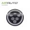 HTAUTO Led Headlight Projector Light Bulb Black 7" LED Headlight with Angel Eyes For Harley Motorcycle