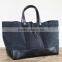 Custom high quality waxed canvas tote bag with leather handles unisex