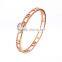 Newest Heart and Crystal Charm Rose Gold Stainless Steel Bangle