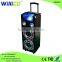 dual 10 inch portable flash light active speaker with trolley