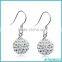 Wholesale Fashion Jewelry 925 Sterling Silver Drop Austrian Crystal Rhinestone Ball Earring