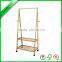 Living room morden vertical bamboo vertical clothes rack with shelf