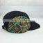 wholesale customize design your own logo black 5 panel hat with printing logo