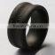 Men's Domed Pure Carbon Fiber Wedding Ring With Finger Print Pattern