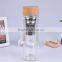 Drinking glass water bottle with stainless steel tea filter, borosilicate water bottle glass 400ml