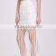 Stylish Lady High Waist Tassel White Club Mini Skirt