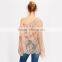 Women Lace Tops Blouse Semi Sheer Pink Lace Tops One Shoulder Sexy Blouse 2017