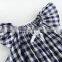 2017 Beautifuly Pure Cotton Toddler Girls Small Grid Romper With Bubble Sleeve
