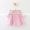 2017 New fashion girls striped off shoulder shirt design with striola