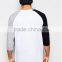 custom 3/4 Sleeve enlongated longline fashion fitted gym baseball T-Shirt With Contrast Raglan Sleeves for men gym streetwear