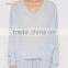 Ladies Deep V Neck Light Blue Cashmere Pullover Sweater