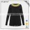 Women Fashion Black Casual T-shirts With Colorful Neckline Design