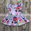 2017 Baby Cute Chicken Printed Cartoon Pattern Pearl Dress Kids Summer Cotton Flutter Outfit