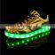 Melbourne shuffle ghost step dance Golden Micro PU leather luminous LED shoes sneakers men women footwear