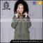 Fashionable design khaki hooded parka jacket womens