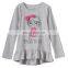 Hot Sale Cute Girl Dresses, One piece Girls 4- 8 Long Sleeve Ruffled High-Low Tee