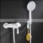 White functional round handheld shower set mixer bracket with hooks